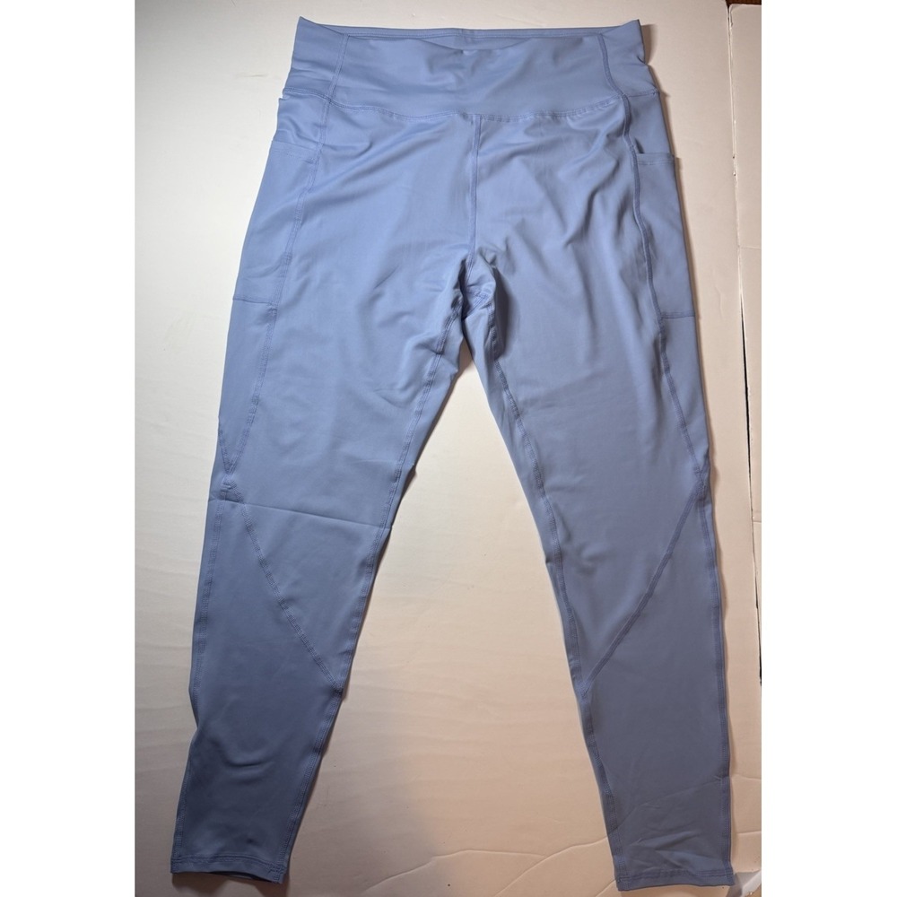 Workout Leggings Women Blue Tummy Control Athletic Leggings Pockets XL - Picture 5 of 5